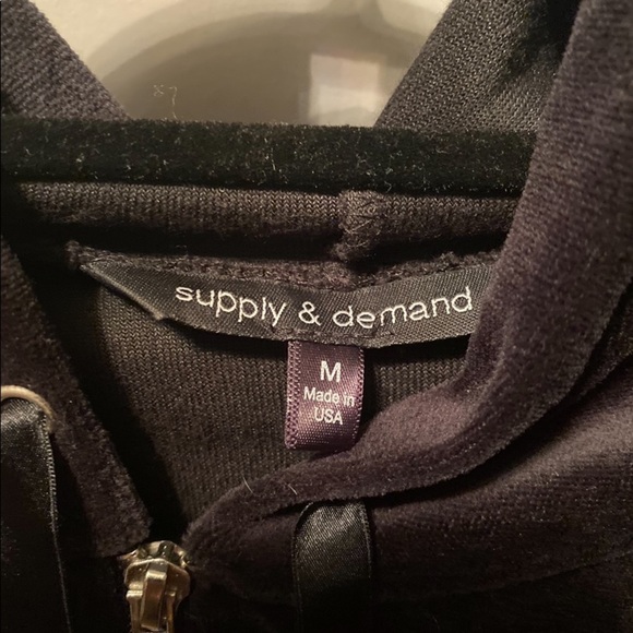 Women's Black Velour Hoodie Sweater - Picture 2 of 5